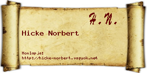 Hicke Norbert névjegykártya